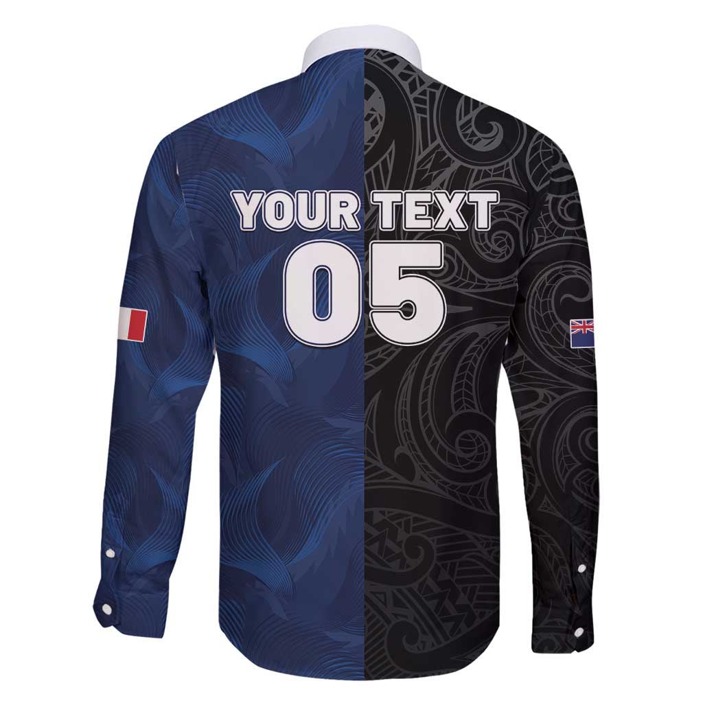 France And New Zealand Rugby Custom Family Matching Off Shoulder Maxi Dress and Hawaiian Shirt Les Bleus Rooster With Maori Tiki - Wonder Print Shop