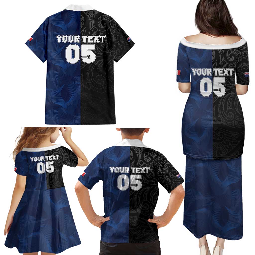 France And New Zealand Rugby Custom Family Matching Puletasi and Hawaiian Shirt Les Bleus Rooster With Maori Tiki - Wonder Print Shop