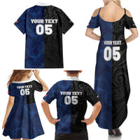 France And New Zealand Rugby Custom Family Matching Summer Maxi Dress and Hawaiian Shirt Les Bleus Rooster With Maori Tiki - Wonder Print Shop