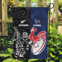 France And New Zealand Rugby Garden Flag Les Bleus Rooster With Maori Tiki - Wonder Print Shop