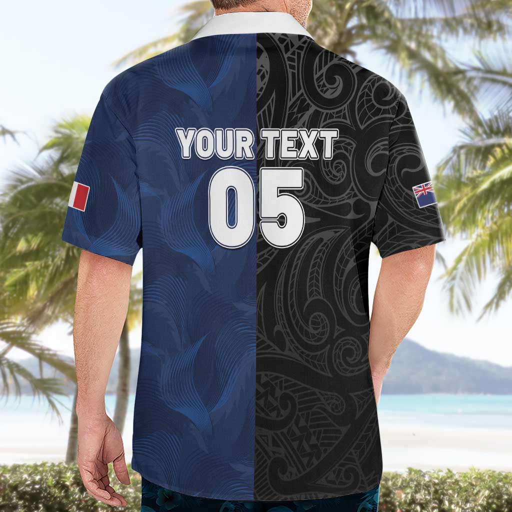 France And New Zealand Rugby Custom Hawaiian Shirt Les Bleus Rooster With Maori Tiki - Wonder Print Shop