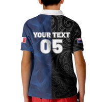 France And New Zealand Rugby Custom Kid Polo Shirt Les Bleus Rooster With Maori Tiki - Wonder Print Shop
