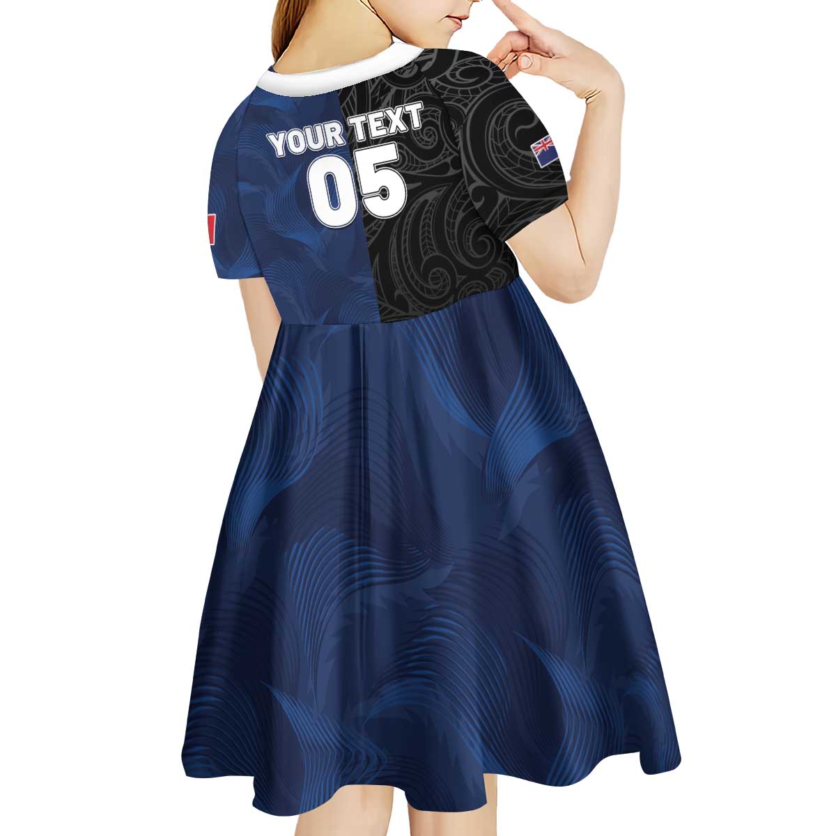 France And New Zealand Rugby Custom Kid Short Sleeve Dress Les Bleus Rooster With Maori Tiki - Wonder Print Shop