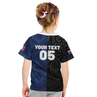 France And New Zealand Rugby Custom Kid T Shirt Les Bleus Rooster With Maori Tiki - Wonder Print Shop