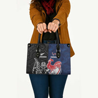 France And New Zealand Rugby Leather Bag Les Bleus Rooster With Maori Tiki - Wonder Print Shop