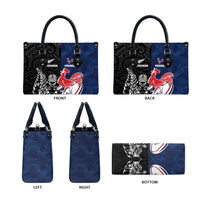 France And New Zealand Rugby Leather Bag Les Bleus Rooster With Maori Tiki - Wonder Print Shop
