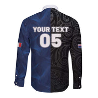 France And New Zealand Rugby Custom Long Sleeve Button Shirt Les Bleus Rooster With Maori Tiki - Wonder Print Shop