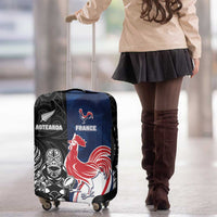 France And New Zealand Rugby Luggage Cover Les Bleus Rooster With Maori Tiki - Wonder Print Shop