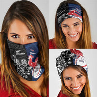 France And New Zealand Rugby Neck Gaiter Les Bleus Rooster With Maori Tiki - Wonder Print Shop