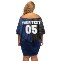 France And New Zealand Rugby Custom Off Shoulder Short Dress Les Bleus Rooster With Maori Tiki - Wonder Print Shop