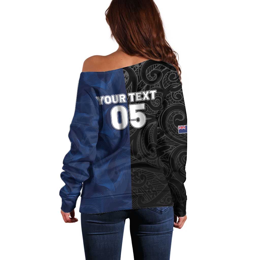 France And New Zealand Rugby Custom Off Shoulder Sweater Les Bleus Rooster With Maori Tiki - Wonder Print Shop