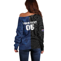 France And New Zealand Rugby Custom Off Shoulder Sweater Les Bleus Rooster With Maori Tiki - Wonder Print Shop