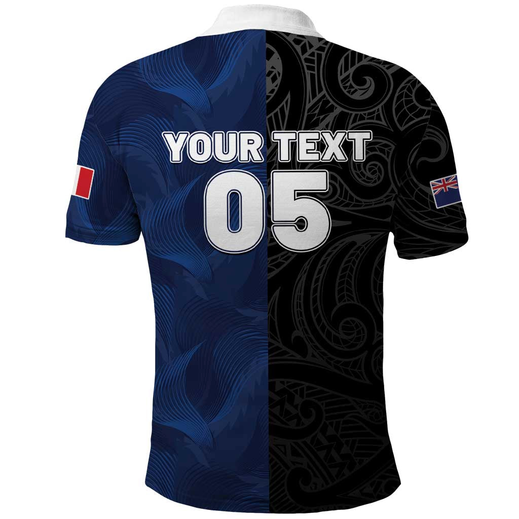 France And New Zealand Rugby Custom Polo Shirt Les Bleus Rooster With Maori Tiki - Wonder Print Shop