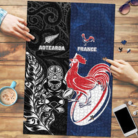 France And New Zealand Rugby Puzzle Les Bleus Rooster With Maori Tiki - Wonder Print Shop