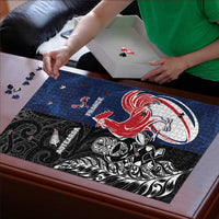 France And New Zealand Rugby Puzzle Les Bleus Rooster With Maori Tiki - Wonder Print Shop