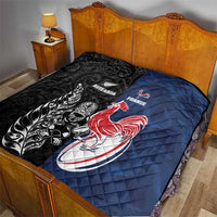 France And New Zealand Rugby Quilt Les Bleus Rooster With Maori Tiki - Wonder Print Shop