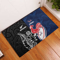 France And New Zealand Rugby Rubber Doormat Les Bleus Rooster With Maori Tiki - Wonder Print Shop