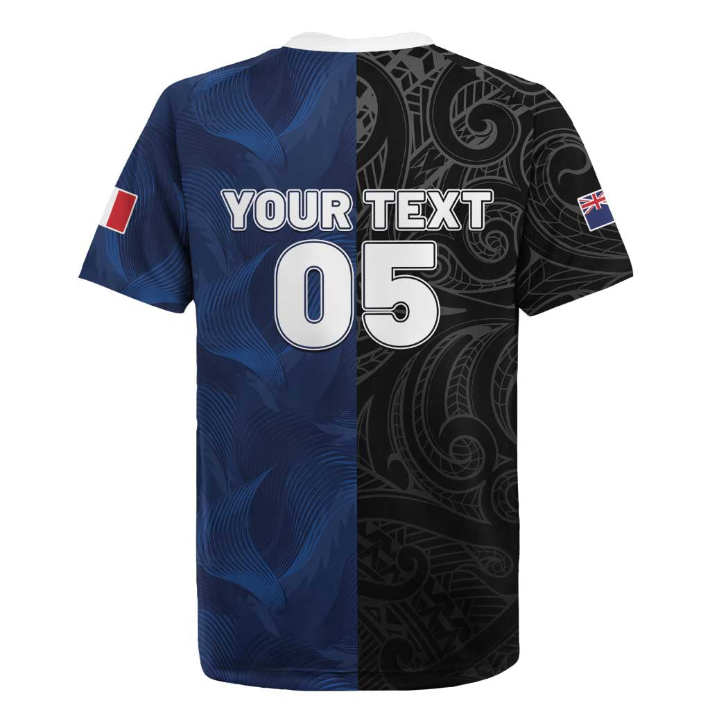 France And New Zealand Rugby Custom Rugby Jersey Les Bleus Rooster With Maori Tiki - Wonder Print Shop