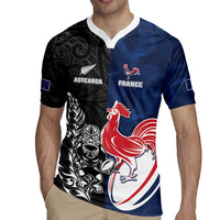 France And New Zealand Rugby Custom Rugby Jersey Les Bleus Rooster With Maori Tiki - Wonder Print Shop