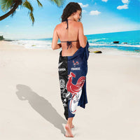 France And New Zealand Rugby Sarong Les Bleus Rooster With Maori Tiki - Wonder Print Shop