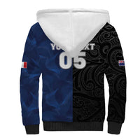 France And New Zealand Rugby Custom Sherpa Hoodie Les Bleus Rooster With Maori Tiki - Wonder Print Shop