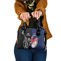 France And New Zealand Rugby Shoulder Handbag Les Bleus Rooster With Maori Tiki - Wonder Print Shop