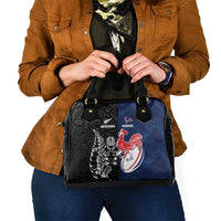 France And New Zealand Rugby Shoulder Handbag Les Bleus Rooster With Maori Tiki - Wonder Print Shop