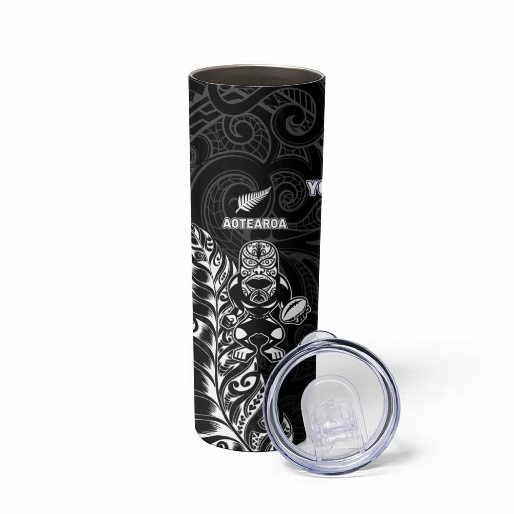 France And New Zealand Rugby Custom Skinny Tumbler Les Bleus Rooster With Maori Tiki - Wonder Print Shop