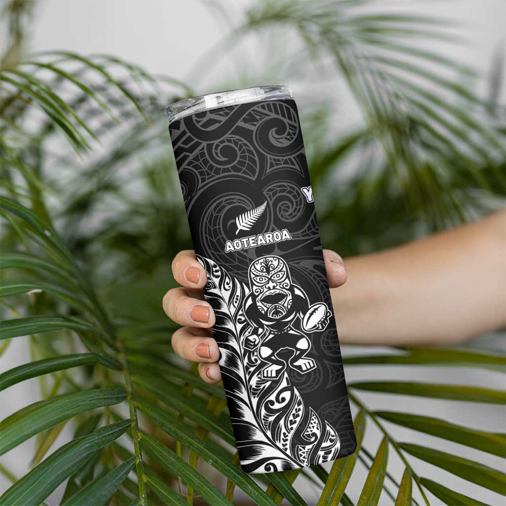 France And New Zealand Rugby Custom Skinny Tumbler Les Bleus Rooster With Maori Tiki - Wonder Print Shop
