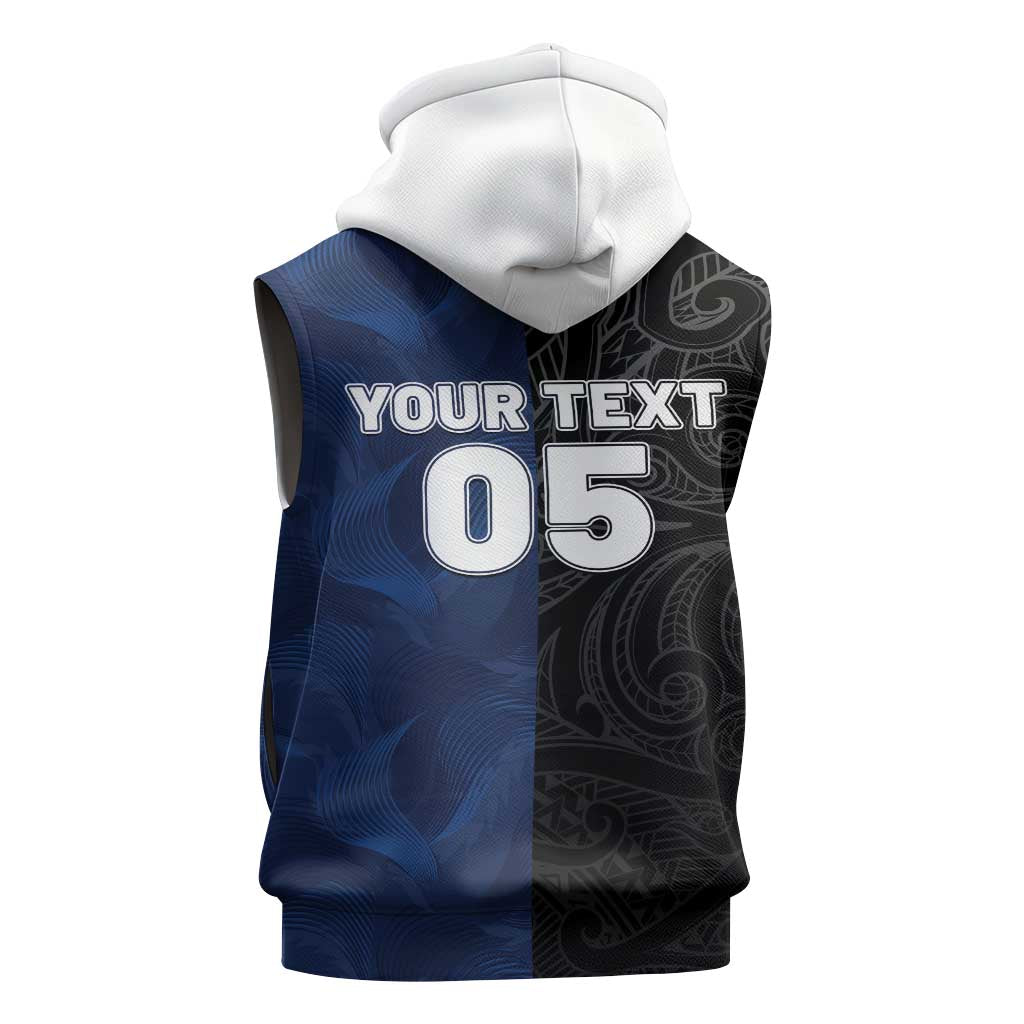 France And New Zealand Rugby Custom Sleeveless Hoodie Les Bleus Rooster With Maori Tiki - Wonder Print Shop