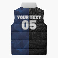 France And New Zealand Rugby Custom Sleeveless Puffer Jacket Les Bleus Rooster With Maori Tiki - Wonder Print Shop