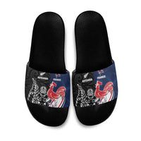 France And New Zealand Rugby Slide Sandals Les Bleus Rooster With Maori Tiki - Wonder Print Shop