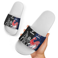 France And New Zealand Rugby Slide Sandals Les Bleus Rooster With Maori Tiki - Wonder Print Shop