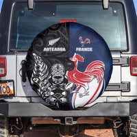 France And New Zealand Rugby Spare Tire Cover Les Bleus Rooster With Maori Tiki - Wonder Print Shop