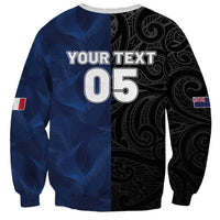 France And New Zealand Rugby Custom Sweatshirt Les Bleus Rooster With Maori Tiki - Wonder Print Shop