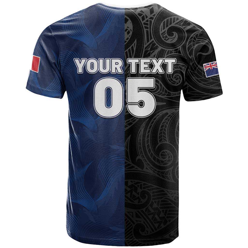 France And New Zealand Rugby Custom T Shirt Les Bleus Rooster With Maori Tiki - Wonder Print Shop