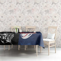 France And New Zealand Rugby Tablecloth Les Bleus Rooster With Maori Tiki - Wonder Print Shop
