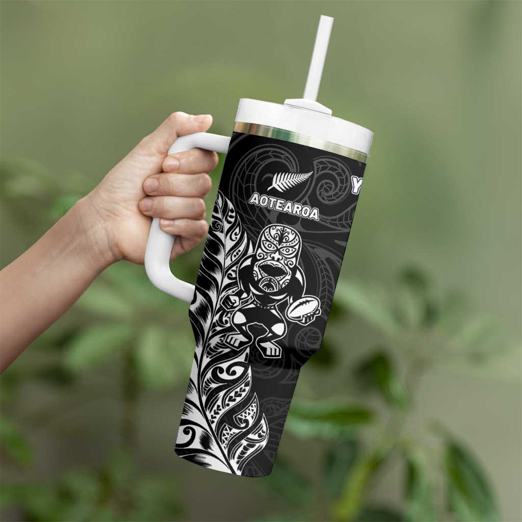 France And New Zealand Rugby Custom Tumbler With Handle Les Bleus Rooster With Maori Tiki - Wonder Print Shop