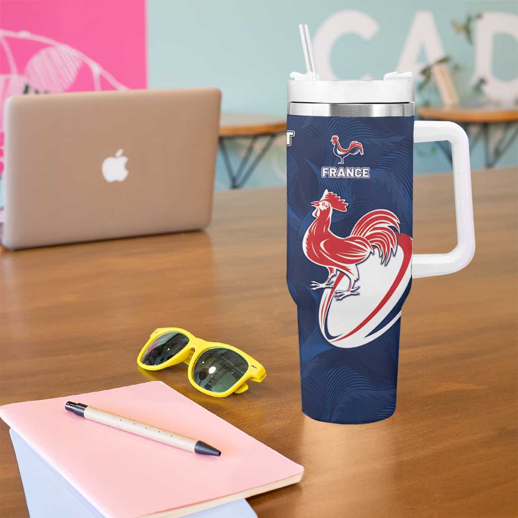 France And New Zealand Rugby Custom Tumbler With Handle Les Bleus Rooster With Maori Tiki - Wonder Print Shop