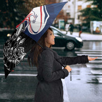 France And New Zealand Rugby Umbrella Les Bleus Rooster With Maori Tiki - Wonder Print Shop