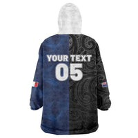 France And New Zealand Rugby Custom Wearable Blanket Hoodie Les Bleus Rooster With Maori Tiki - Wonder Print Shop