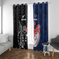 France And New Zealand Rugby Window Curtain Les Bleus Rooster With Maori Tiki - Wonder Print Shop