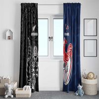 France And New Zealand Rugby Window Curtain Les Bleus Rooster With Maori Tiki - Wonder Print Shop