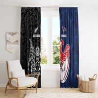 France And New Zealand Rugby Window Curtain Les Bleus Rooster With Maori Tiki - Wonder Print Shop