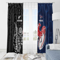 France And New Zealand Rugby Window Curtain Les Bleus Rooster With Maori Tiki - Wonder Print Shop