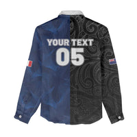 France And New Zealand Rugby Custom Women Casual Shirt Les Bleus Rooster With Maori Tiki - Wonder Print Shop