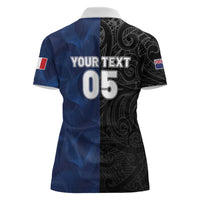 France And New Zealand Rugby Custom Women Polo Shirt Les Bleus Rooster With Maori Tiki - Wonder Print Shop