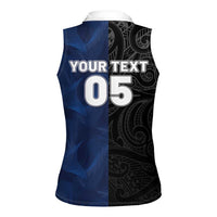 France And New Zealand Rugby Custom Women Sleeveless Polo Shirt Les Bleus Rooster With Maori Tiki - Wonder Print Shop