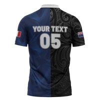 France And New Zealand Rugby Custom Zipper Polo Shirt Les Bleus Rooster With Maori Tiki - Wonder Print Shop