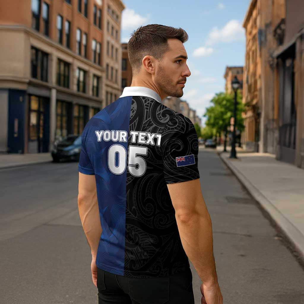 France And New Zealand Rugby Custom Zipper Polo Shirt Les Bleus Rooster With Maori Tiki - Wonder Print Shop